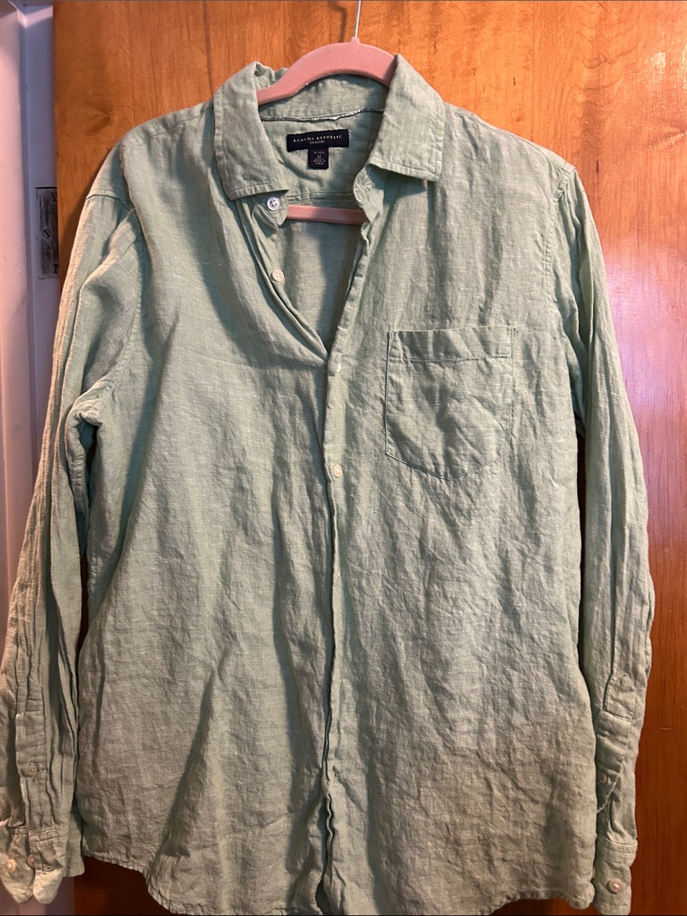 Banana Republic Mint Green Long-Sleeve Linen Shirt